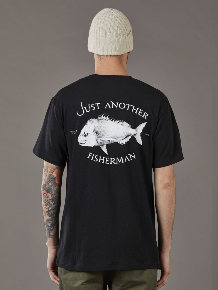 Apparel * | Just Another Fisherman Snapper Logo Tee Black Apparel