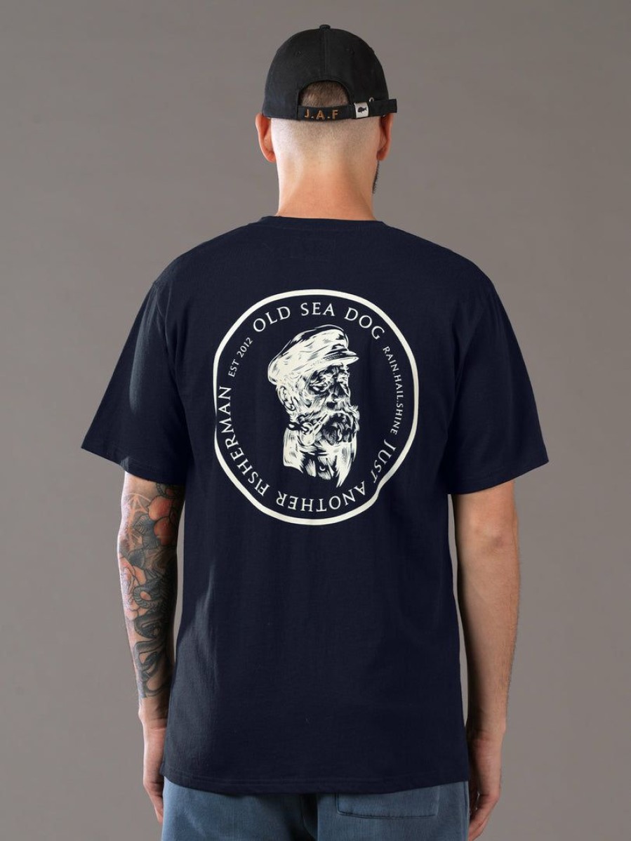 Apparel * | Just Another Fisherman Old Sea Dog Tee Navy/Vanilla Apparel