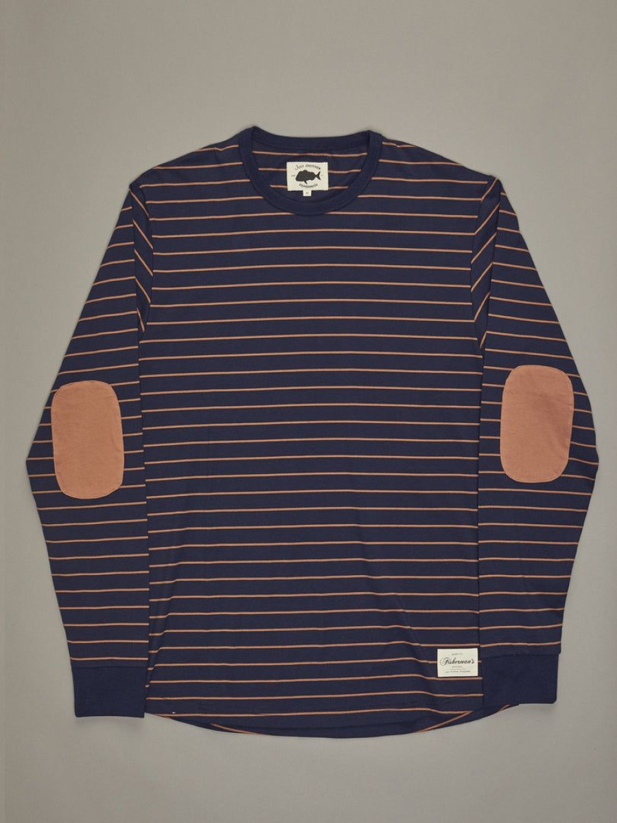 Apparel * | Just Another Fisherman Critter Stripe Ls Tee Navy/Rust