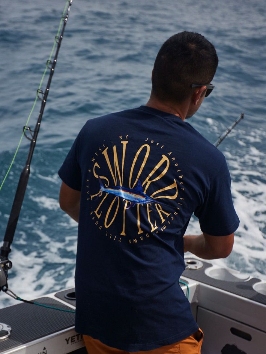 Apparel * | Just Another Fisherman Sword Plotter Tee Navy