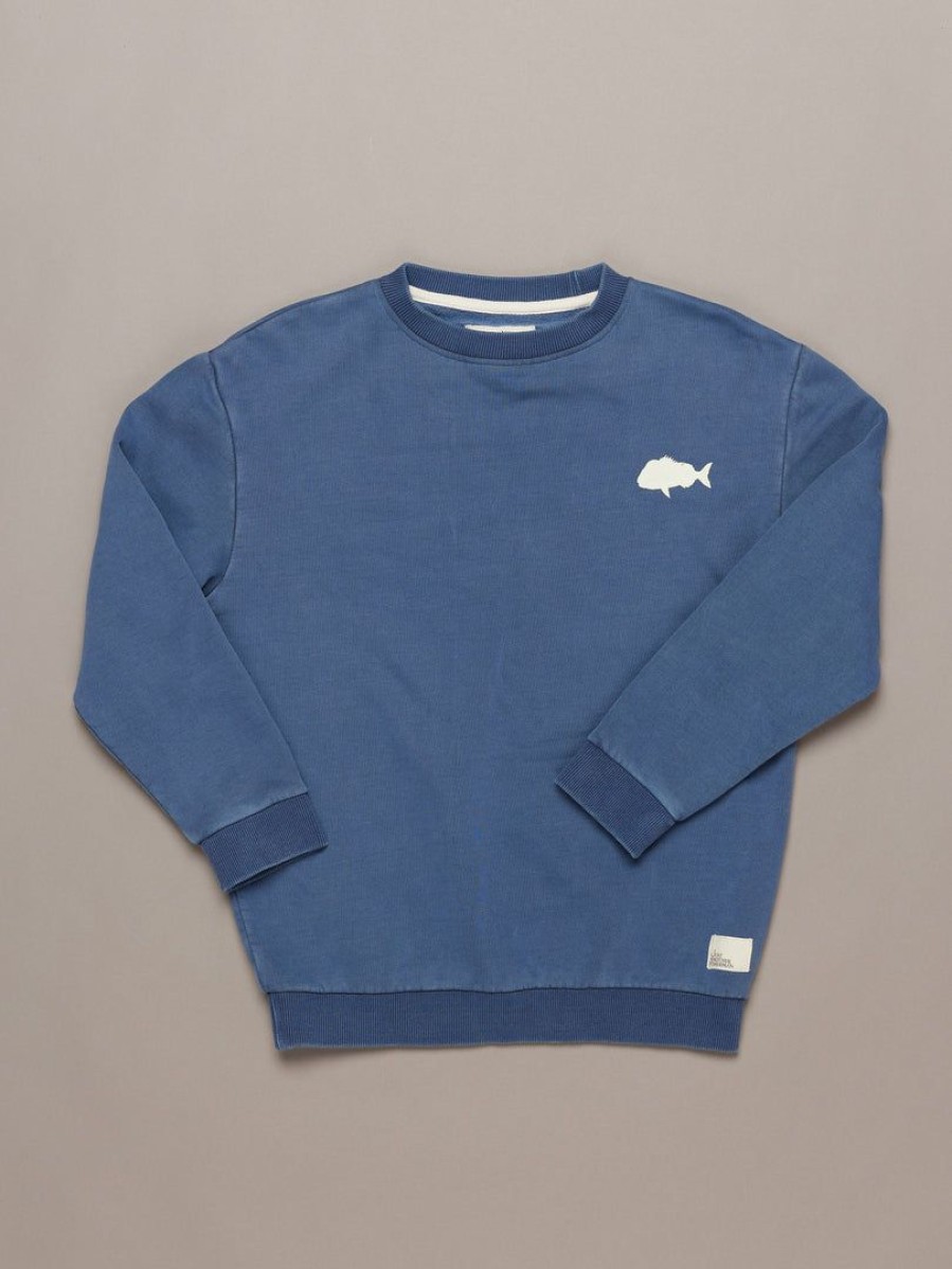 Apparel * | Just Another Fisherman Apparel Mini Stamp Crew Overdyed Midnight Navy