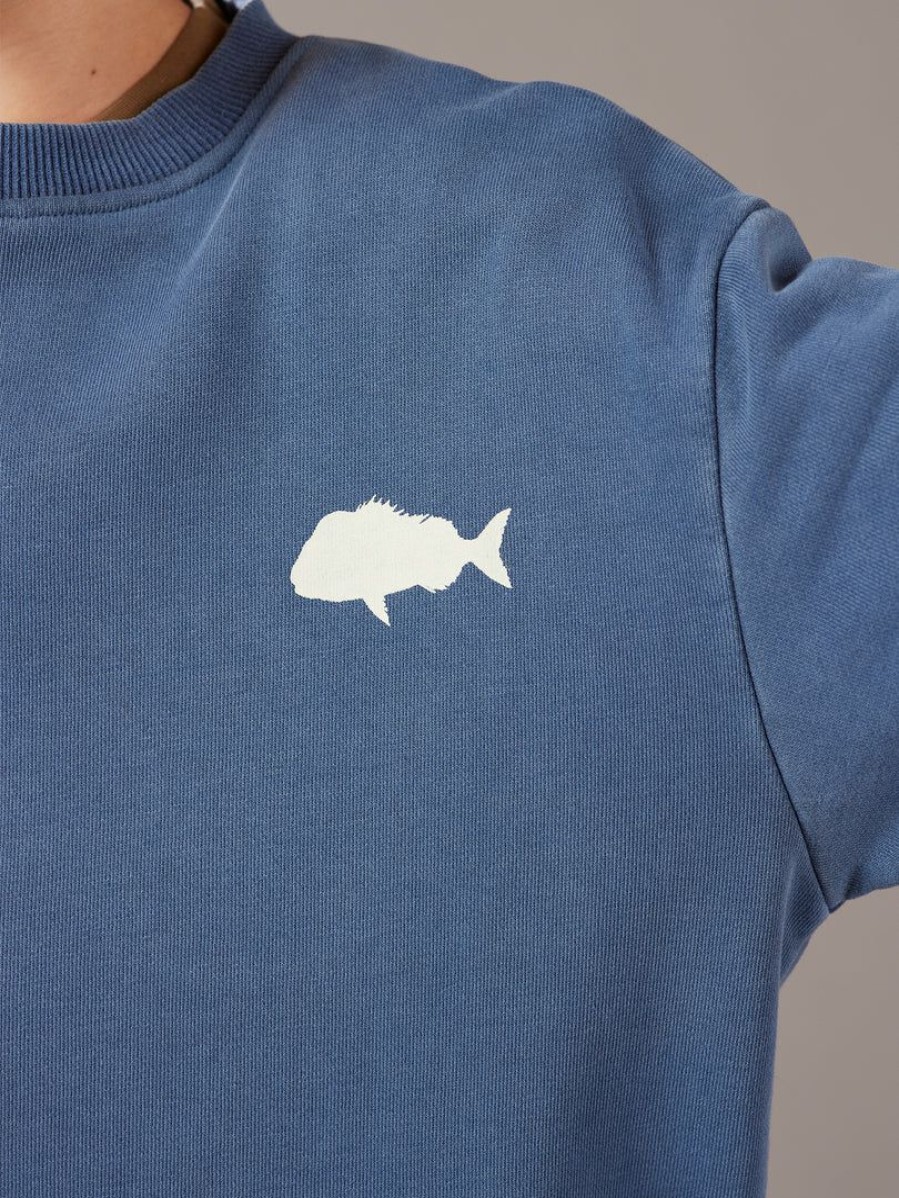 Apparel * | Just Another Fisherman Apparel Mini Stamp Crew Overdyed Midnight Navy