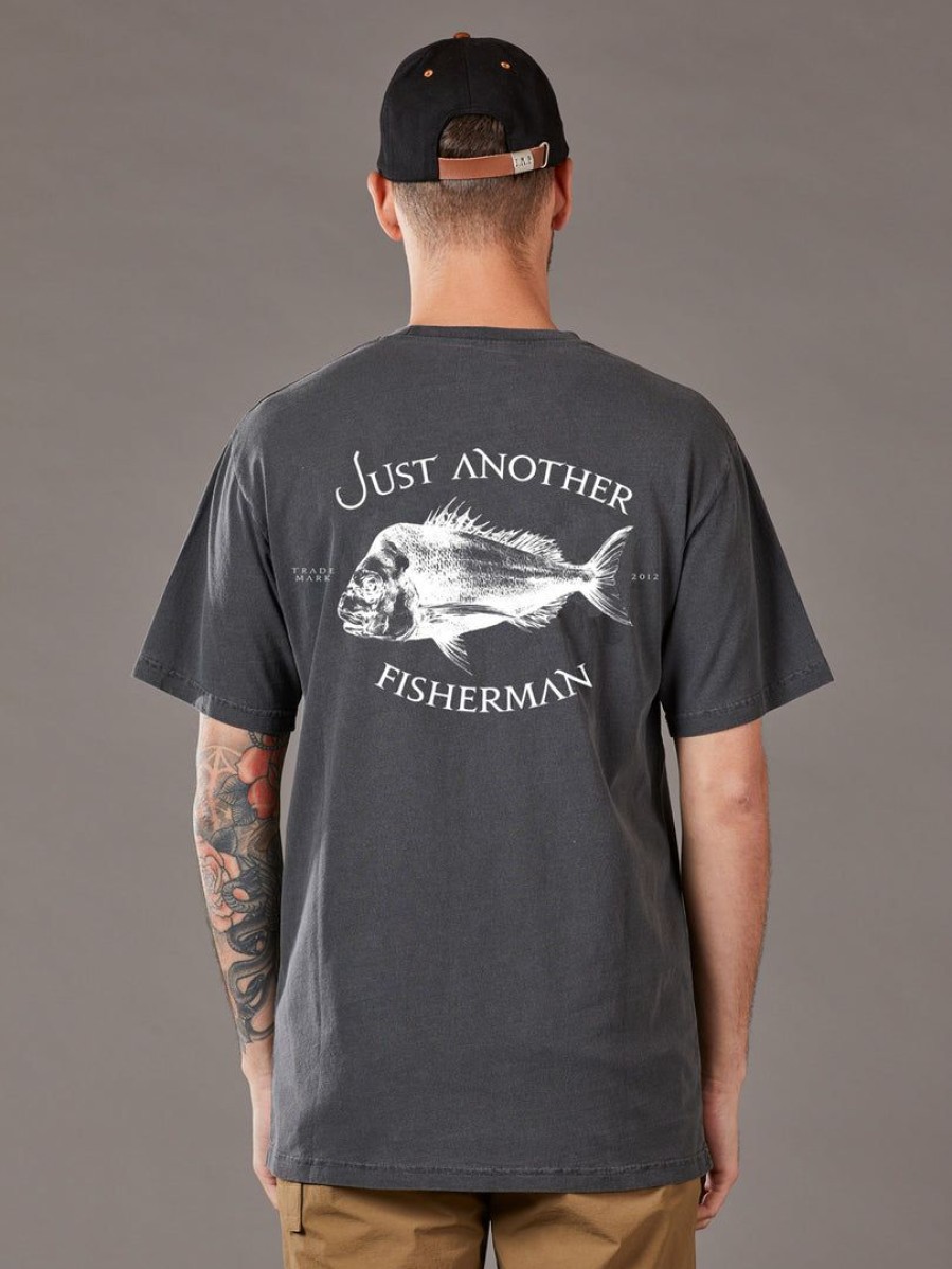 Apparel * | Just Another Fisherman Snapper Logo Tee Aged Black/White