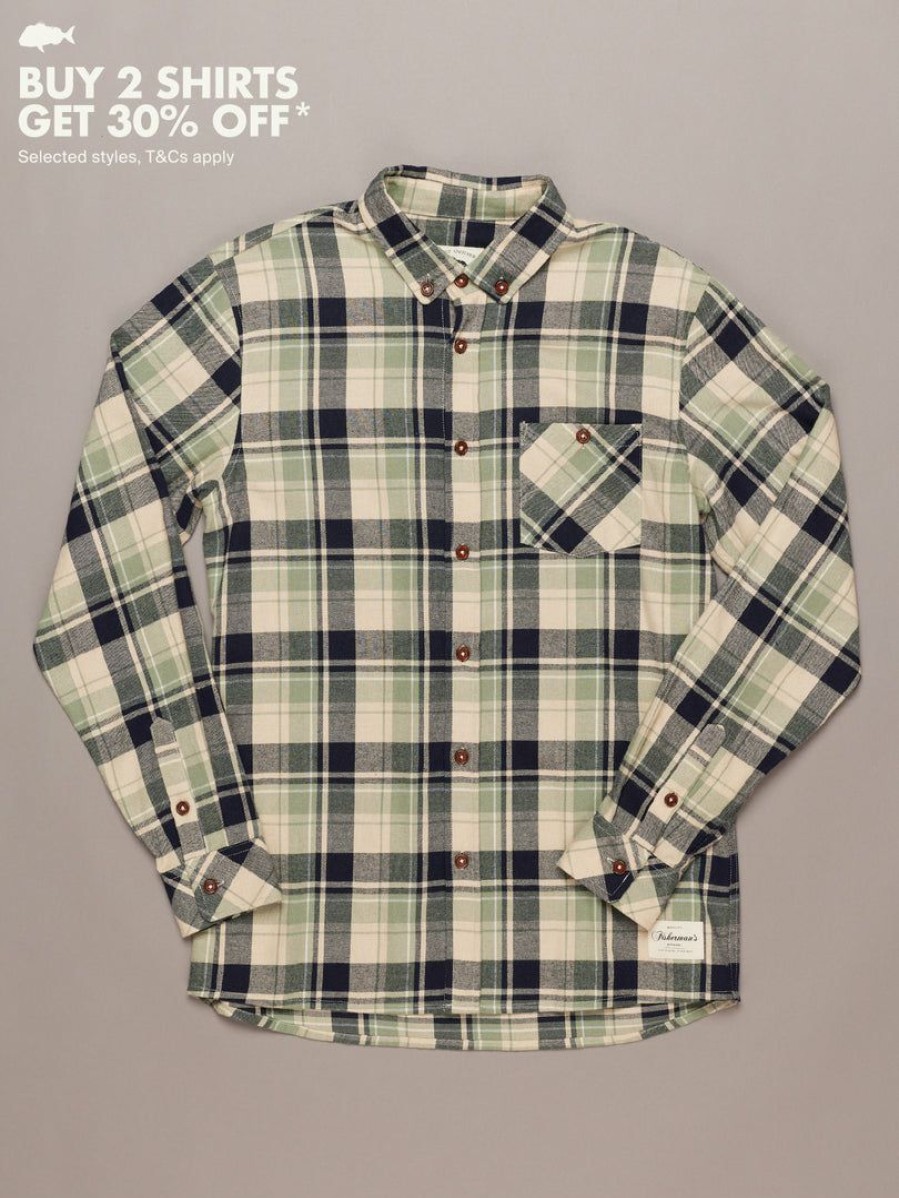 Apparel * | Just Another Fisherman Boatyard Shirt Moss/Navy Check Apparel