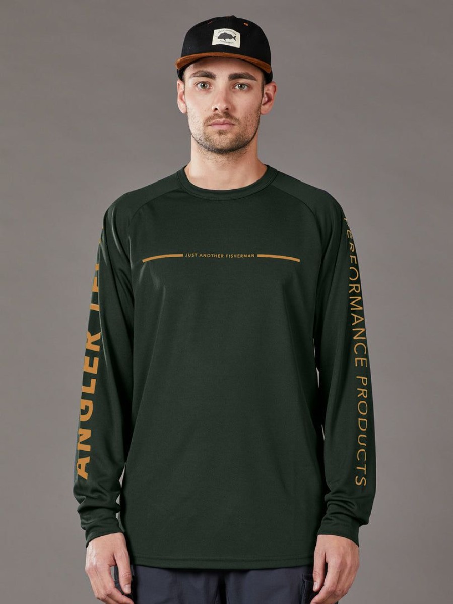 Apparel * | Just Another Fisherman Apparel Angler Tech Ls Tee Pine/Orange