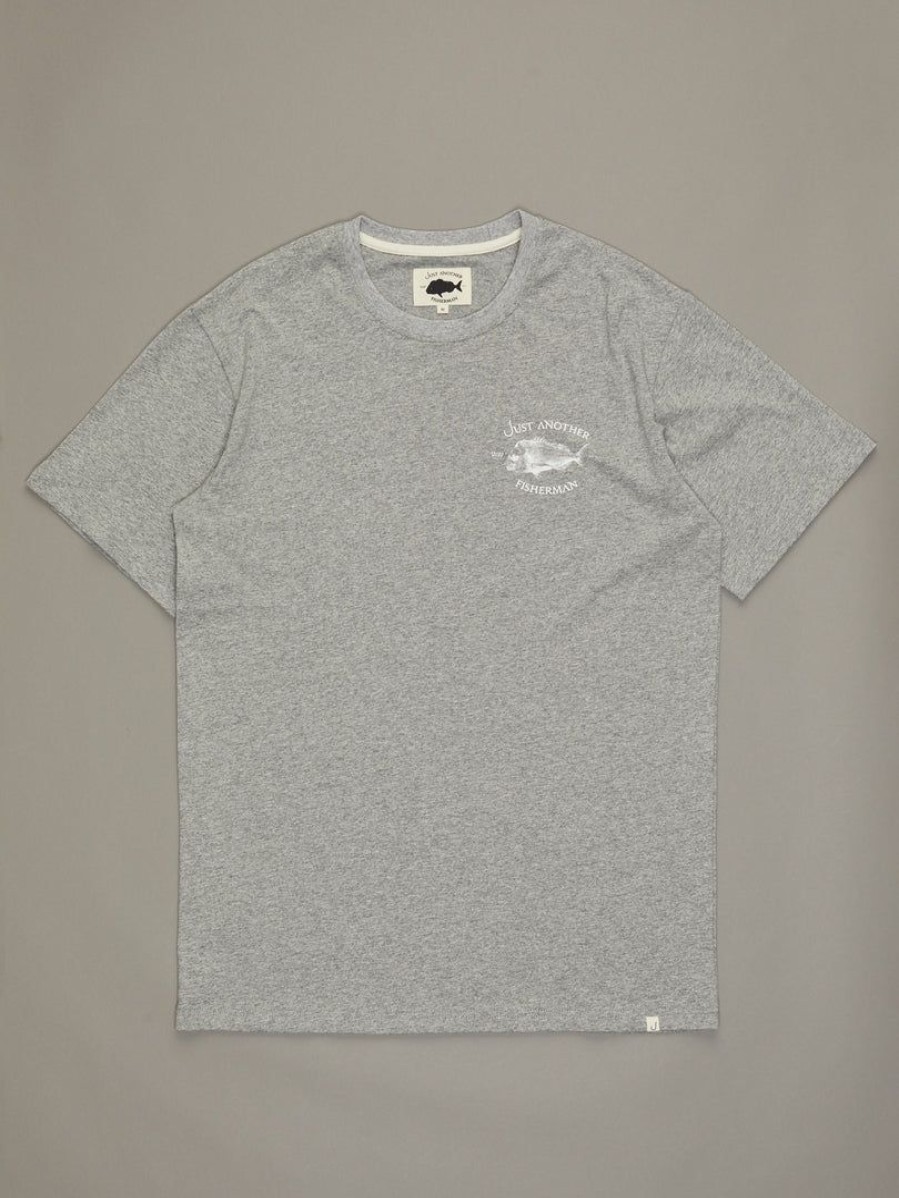 Apparel * | Just Another Fisherman Apparel Snapper Logo Tee Grey Marle / White