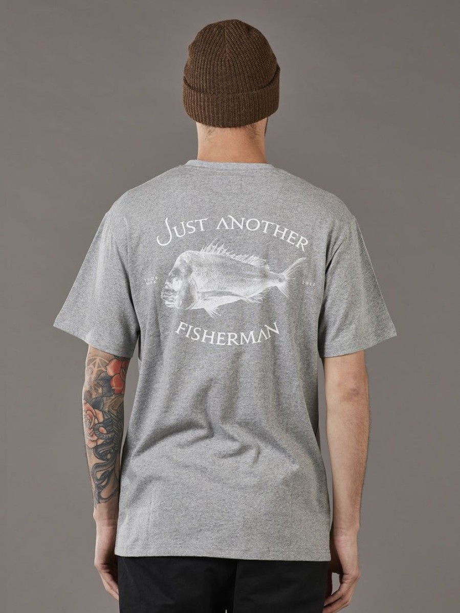 Apparel * | Just Another Fisherman Apparel Snapper Logo Tee Grey Marle / White