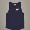 Apparel * | Just Another Fisherman Snapper Logo Singlet Navy Apparel