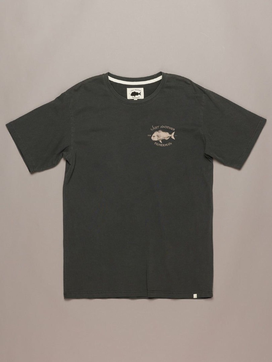 Apparel * | Just Another Fisherman Apparel Snapper Logo Tee Aged Black/Sand