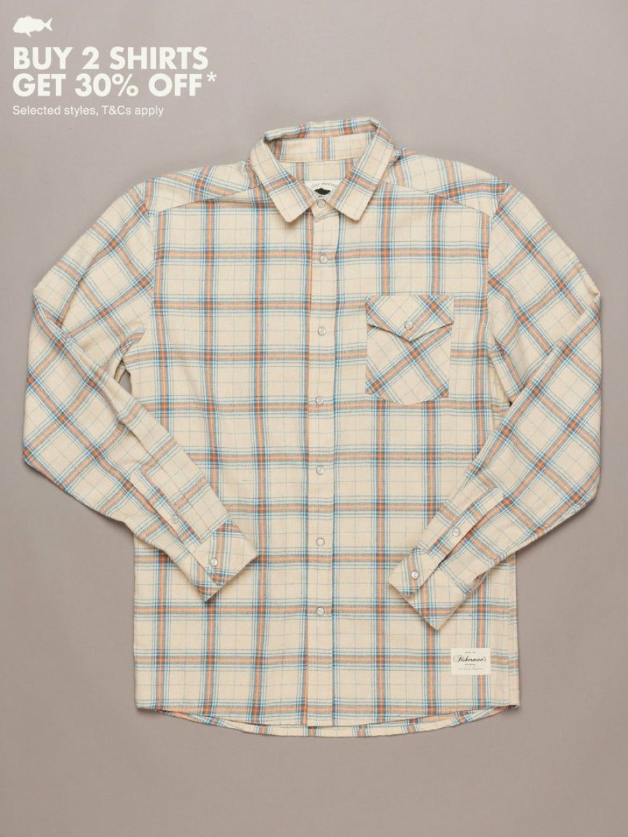 Apparel * | Just Another Fisherman Jack Mac Shirt Sand/Blue/Brown Check Apparel