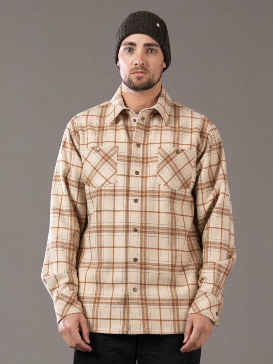 Apparel * | Just Another Fisherman Landing Check Jacket Sand/Rust