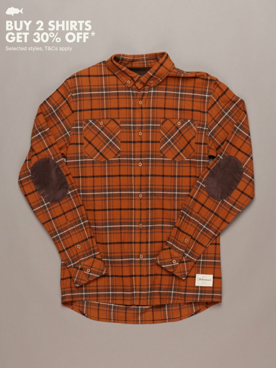 Apparel * | Just Another Fisherman Flanagan Flannel Shirt Rust/Brown Check