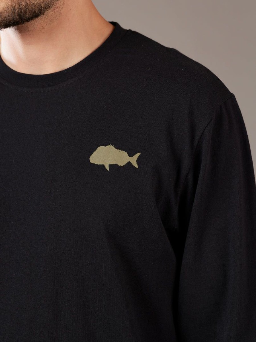 Apparel * | Just Another Fisherman Stamp Ls Tee Black Apparel