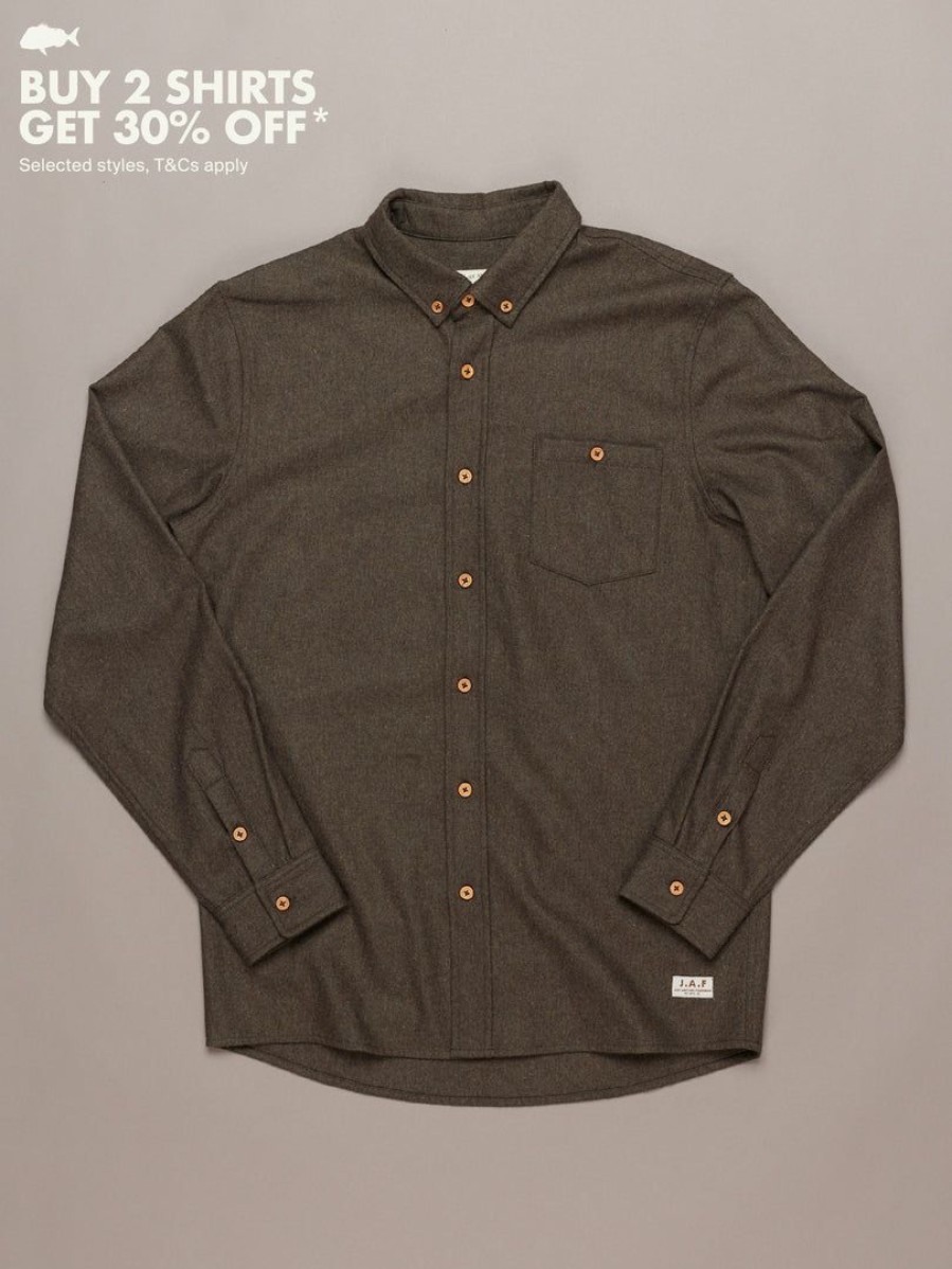 Apparel * | Just Another Fisherman Wool Anchorage Shirt Military Olive