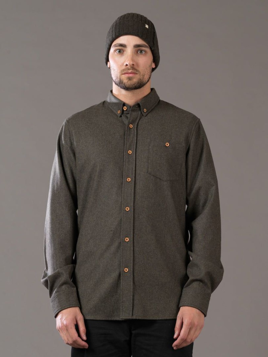 Apparel * | Just Another Fisherman Wool Anchorage Shirt Military Olive