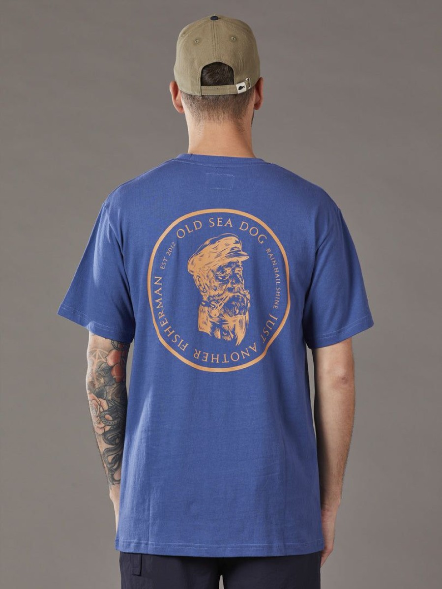 Apparel * | Just Another Fisherman Old Sea Dog Tee Deep Blue Apparel