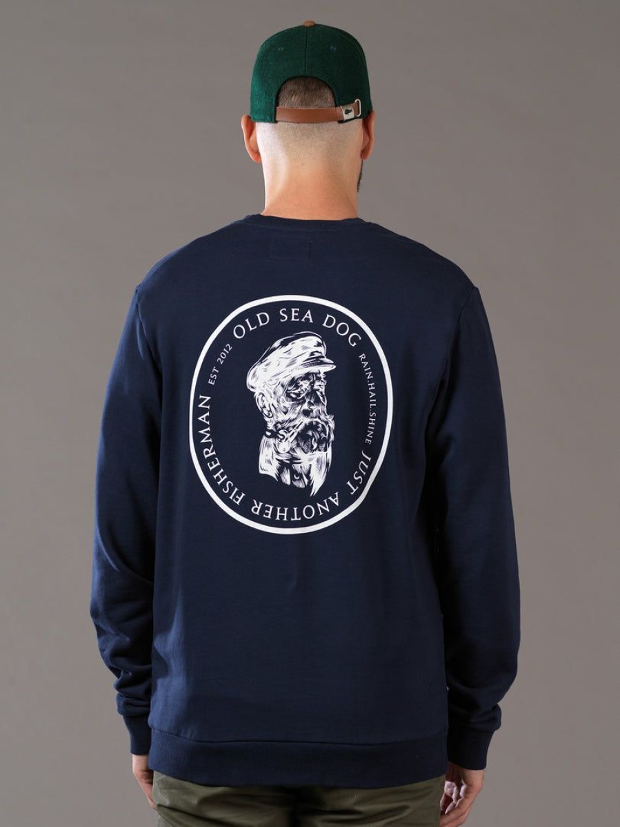 Apparel * | Just Another Fisherman Old Sea Dog Crew Navy Apparel