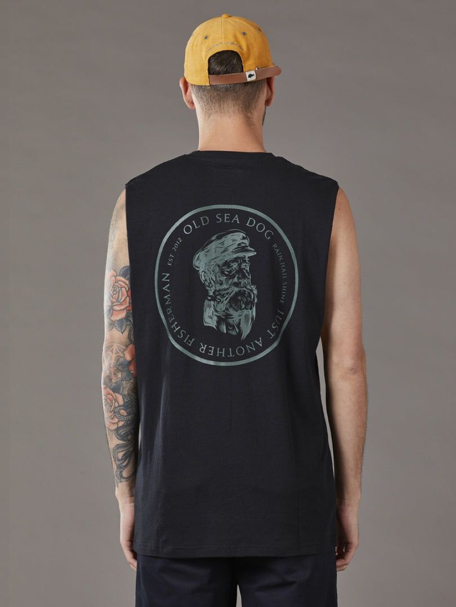 Apparel * | Just Another Fisherman Old Sea Dog Tank Black Apparel