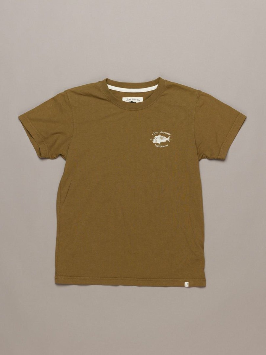 Apparel * | Just Another Fisherman Mini Snapper Logo Tee Military Olive Apparel