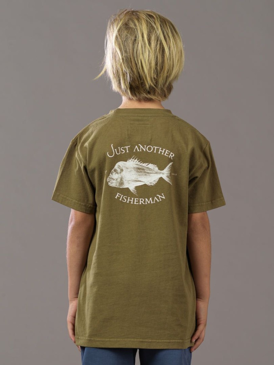 Apparel * | Just Another Fisherman Mini Snapper Logo Tee Military Olive Apparel