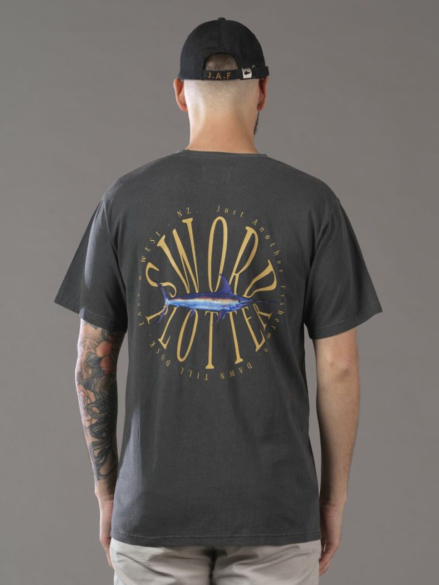 Apparel * | Just Another Fisherman Sword Plotter Tee Aged Black