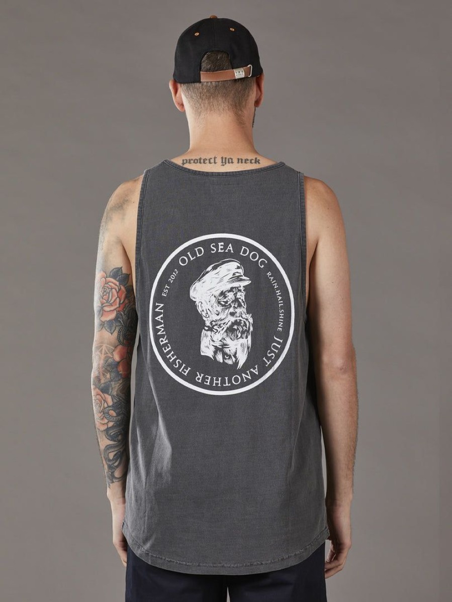 Apparel * | Just Another Fisherman Old Sea Dog Singlet Aged Black