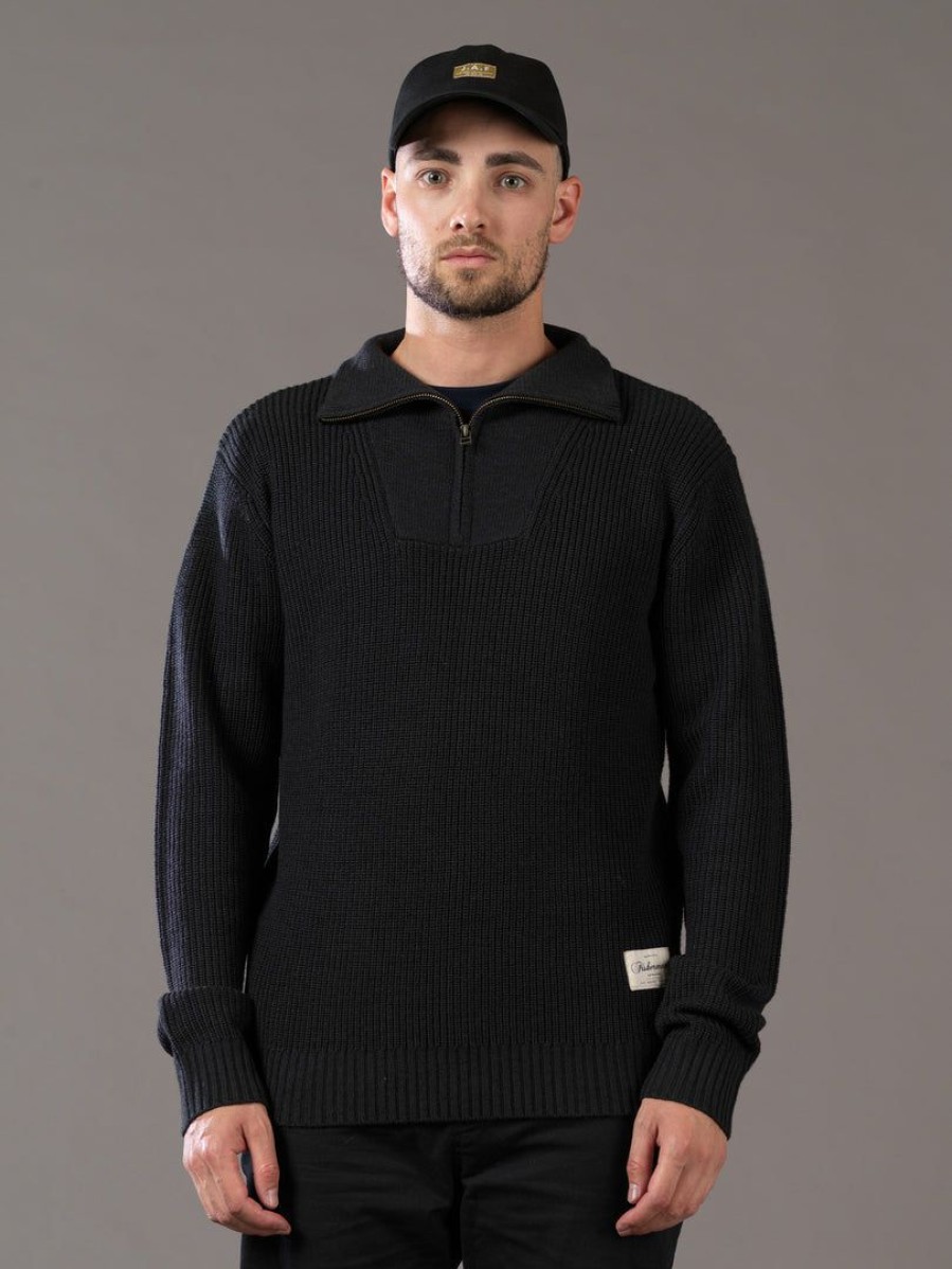 Apparel * | Just Another Fisherman Deep Sea Zip Knit Licorice Apparel