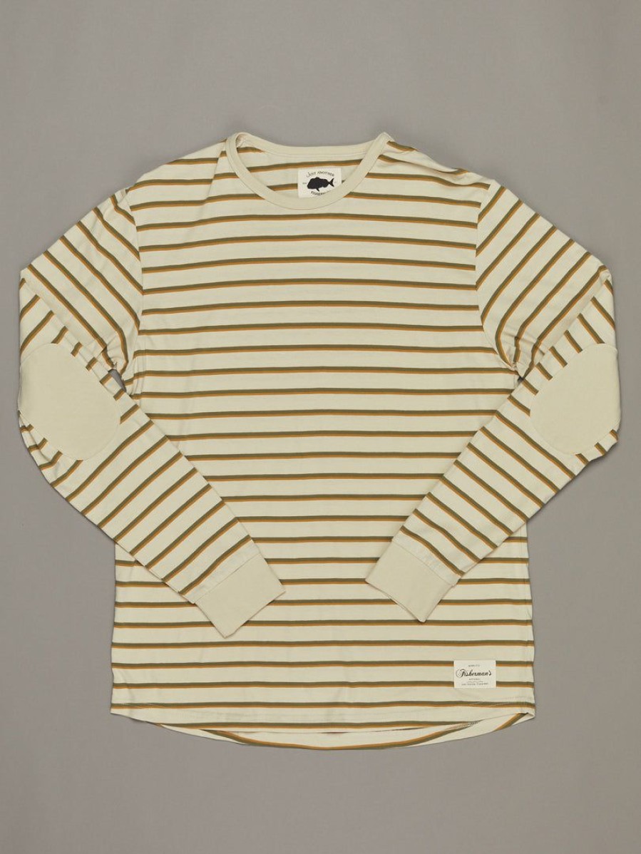 Apparel * | Just Another Fisherman Critters Stripe Ls Tee Natural/Khaki/Orange